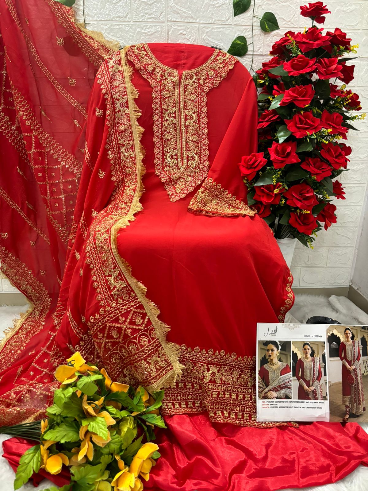 AT 008 A To D By Adah Embroidery Faux Georgette Pakistani Suits Wholesale Shop In Surat